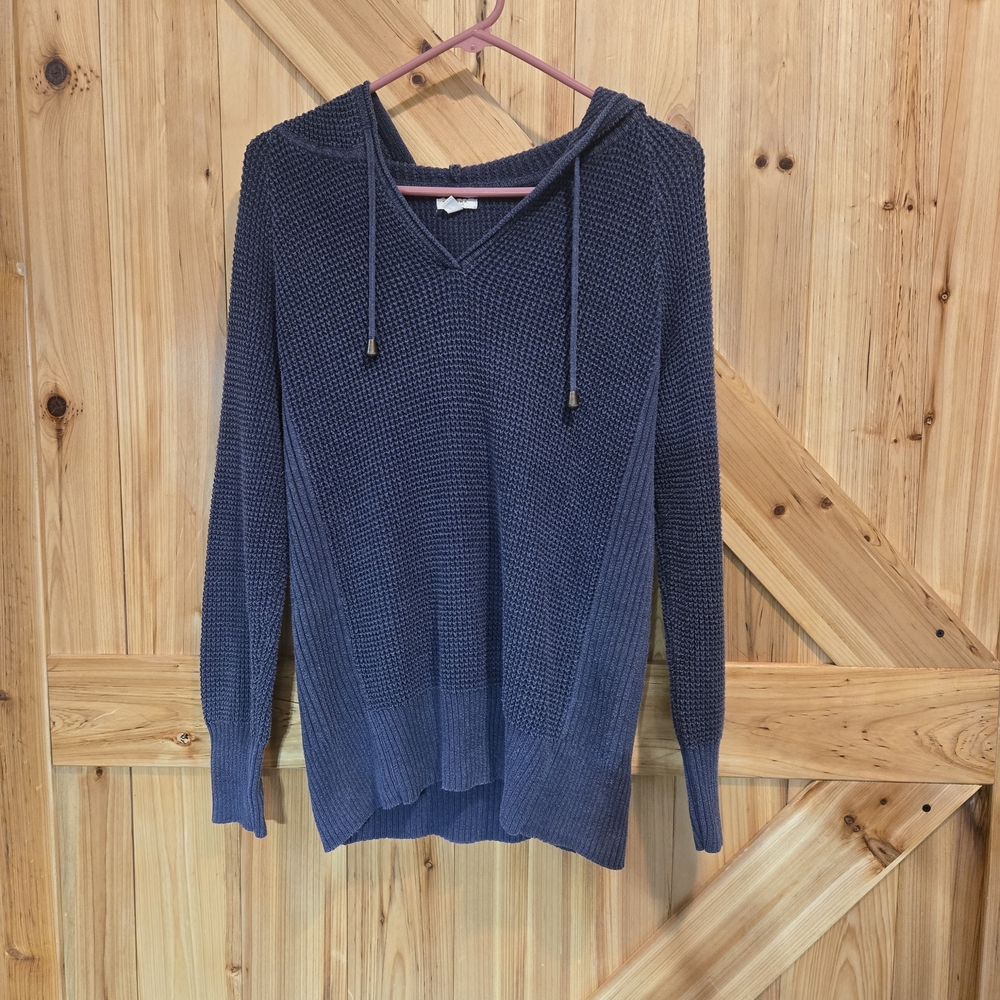 Sonoma Navy Textured Knit Top With A Hood Womens Size Large